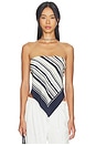 view 1 of 4 Carmen Scarf Top in Navy & Ivory