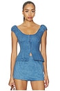 view 1 of 4 Mabel Denim Top in Medium Indigo