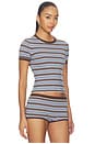 view 2 of 5 Haize Stripe Short Sleeve Tee in Blue & Brown Stripe