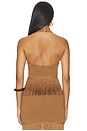 view 3 of 4 Chrissa Halter Fringe Crop Top in Brown