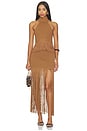 view 4 of 4 Chrissa Halter Fringe Crop Top in Brown