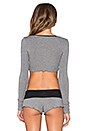 view 3 of 4 Barely There Long Sleeve Crop Top in Charcoal & Black