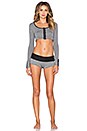 view 4 of 4 Barely There Long Sleeve Crop Top in Charcoal & Black