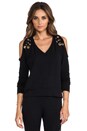 view 1 of 6 Grommet Loungewear V Neck Pullover in Black