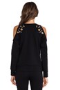 view 4 of 6 Grommet Loungewear V Neck Pullover in Black