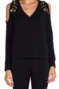 view 5 of 6 Grommet Loungewear V Neck Pullover in Black