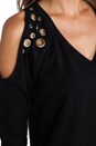 view 6 of 6 Grommet Loungewear V Neck Pullover in Black