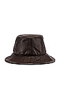 view 3 of 3 Leather Bucket Hat in Brown