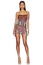 view 1 of 4 Barbi Beaded Micro Mini Dress in Brown & Fuchsia