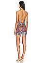 view 3 of 4 Barbi Beaded Micro Mini Dress in Brown & Fuchsia
