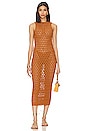 view 1 of 3 Theola Open Stitch Dress in Rust