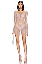 view 1 of 4 Bibiana Liquid Shine Mini Dress in Iridescent Pink