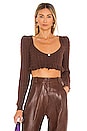 view 1 of 5 Soren Cropped Sweater in Chocolate