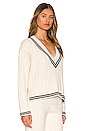 view 3 of 4 Ciao Cable V Neck Sweater in Ivory & Navy