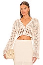 view 1 of 4 Lanita Crochet Micro Cardigan in Ivory & Nude