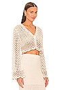 view 2 of 4 Lanita Crochet Micro Cardigan in Ivory & Nude