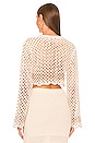 view 3 of 4 Lanita Crochet Micro Cardigan in Ivory & Nude