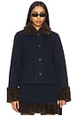view 1 of 4 Robby Jacket in Navy And Leopard Faux Fur