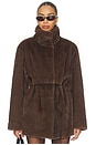 view 1 of 4 Maria Faux Fur Coat in Chocolate Brown
