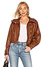 view 1 of 4 Oversized Leather Jacket in Brown