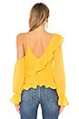 view 3 of 4 Asymmetrical Ruffle Wrap Top in Golden Yellow