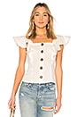 view 1 of 4 Button Up Ruffle Tank in White