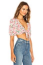 view 2 of 4 TOP RECORTADO MANGA CORTA TIE FRONT TOP in Pink Blooms