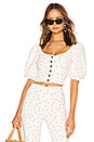 view 1 of 4 Polka Dot Button Up Top in Tan & White