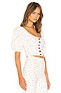 view 2 of 4 Polka Dot Button Up Top in Tan & White