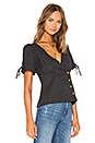 view 2 of 4 Fitted Button Up Top With Puff Sleeves in Ditsy Dots