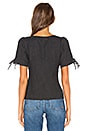 view 3 of 4 Fitted Button Up Top With Puff Sleeves in Ditsy Dots