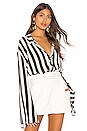 view 1 of 4 Baby Doll Shirt in Black & White Stripe