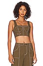 view 1 of 4 Nia Corset Crop Top in Olive Green