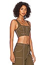 view 2 of 4 Nia Corset Crop Top in Olive Green