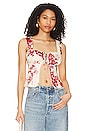 view 1 of 4 Concetta Tie Front Top in Red & Cream Floral