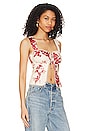 view 2 of 4 Concetta Tie Front Top in Red & Cream Floral
