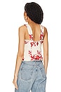 view 3 of 4 Concetta Tie Front Top in Red & Cream Floral