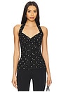 view 1 of 4 Romi Halter Top in Black And Cream Dot