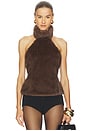 view 1 of 4 Maria Faux Fur Turtleneck Top in Chocolate Brown