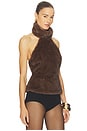 view 2 of 4 Maria Faux Fur Turtleneck Top in Chocolate Brown