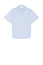 view 1 of 5 Double Short Sleeve Button Down Shirt in Blue in Blue Stripe