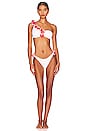 view 1 of 4 Adele One Shoulder Bikini Set in White & Pink