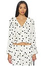 view 1 of 4 Ricki Wrap Top in White Dot
