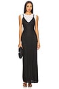 view 1 of 3 VESTIDO LONGO MUSCULOSO COM DECOTE EM V ROZZI in Black