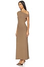 view 3 of 4 Lauren Ruched Asymmetrical Shoulder Dress in Walnut