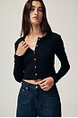 view 2 of 7 Pointelle Crop Cardigan in Black