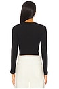 view 3 of 4 Pointelle Crop Cardigan in Black