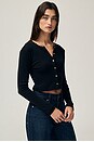 view 3 of 7 Pointelle Crop Cardigan in Black