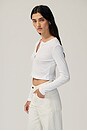 view 3 of 7 Pointelle Crop Cardigan in White