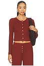 view 2 of 5 Pointelle Crop Cardigan in Cinnamon
